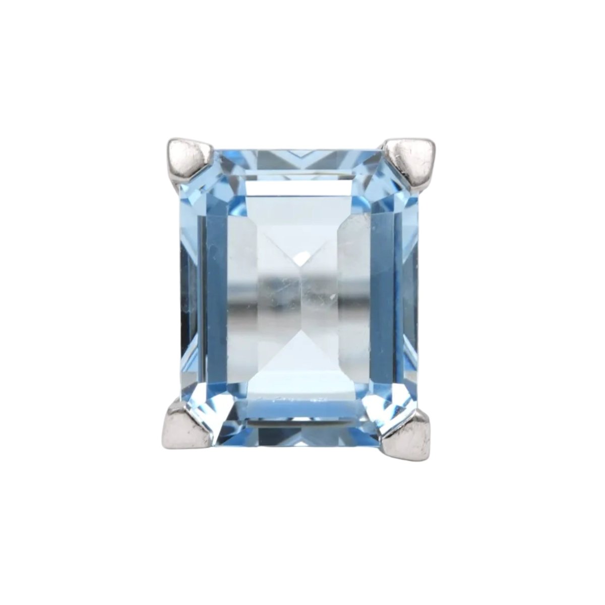 Bague Solitaire en or blanc et aigue - marine - Castafiore