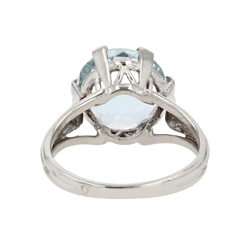 Bague Solitaire en or blanc et aigue - marine - Castafiore