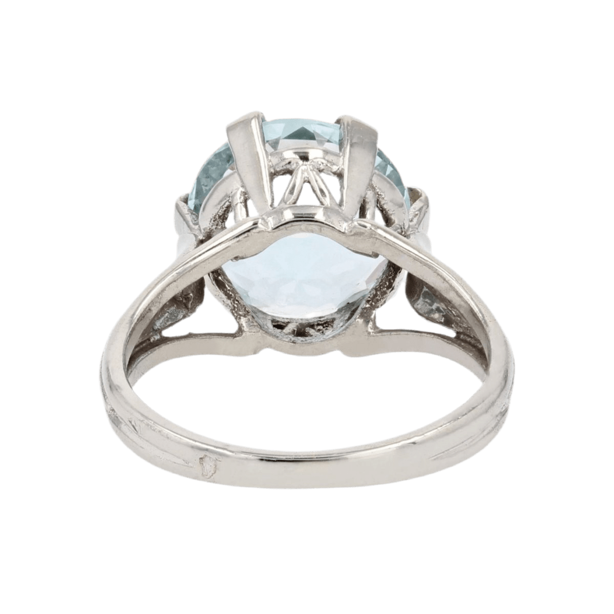 Bague Solitaire en or blanc et aigue - marine - Castafiore
