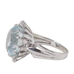 Bague Solitaire en or blanc et aigue-marine - Castafiore