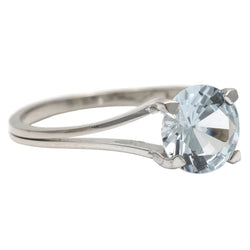 Bague Solitaire en or blanc et aigue-marine - Castafiore