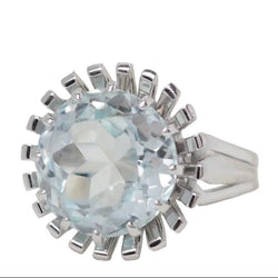 Bague Solitaire en or blanc et aigue-marine - Castafiore