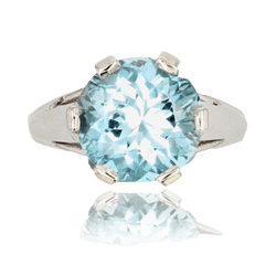 Bague Solitaire en or blanc et aigue - marine - Castafiore