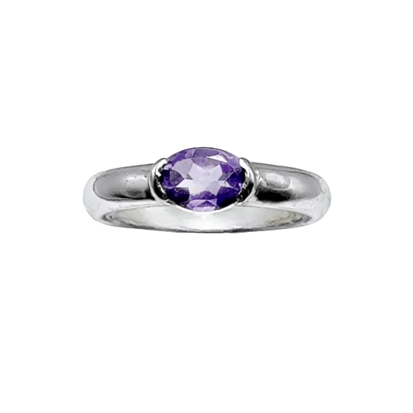 Bague Solitaire en or blanc et améthyste - Castafiore