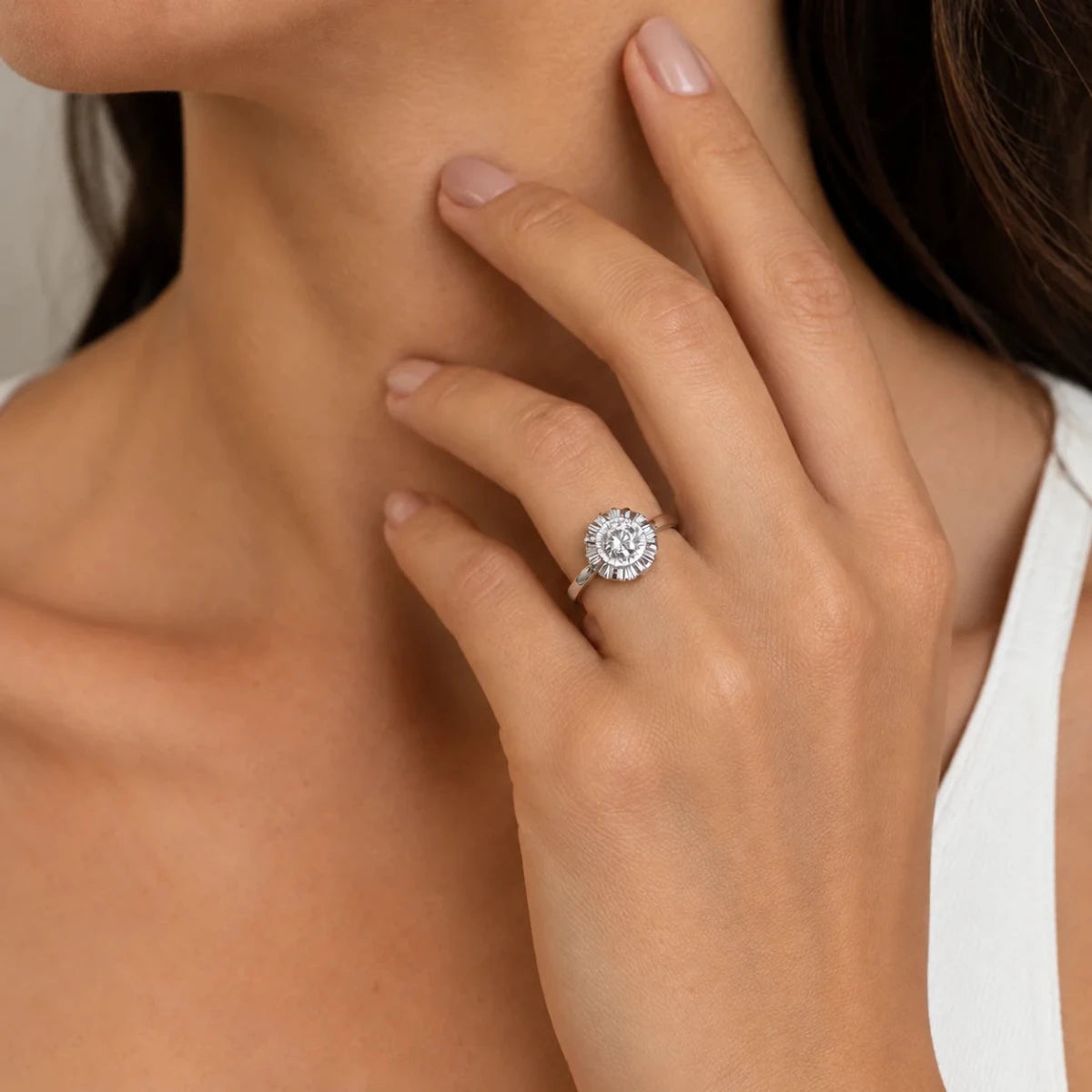 Bague Solitaire en or blanc et diamant - Castafiore