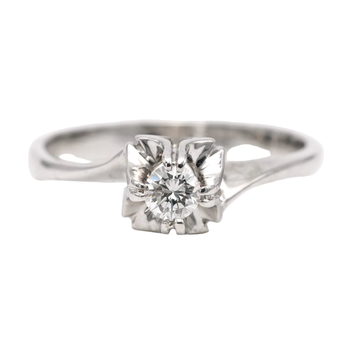 Bague Solitaire en or blanc et diamant - Castafiore
