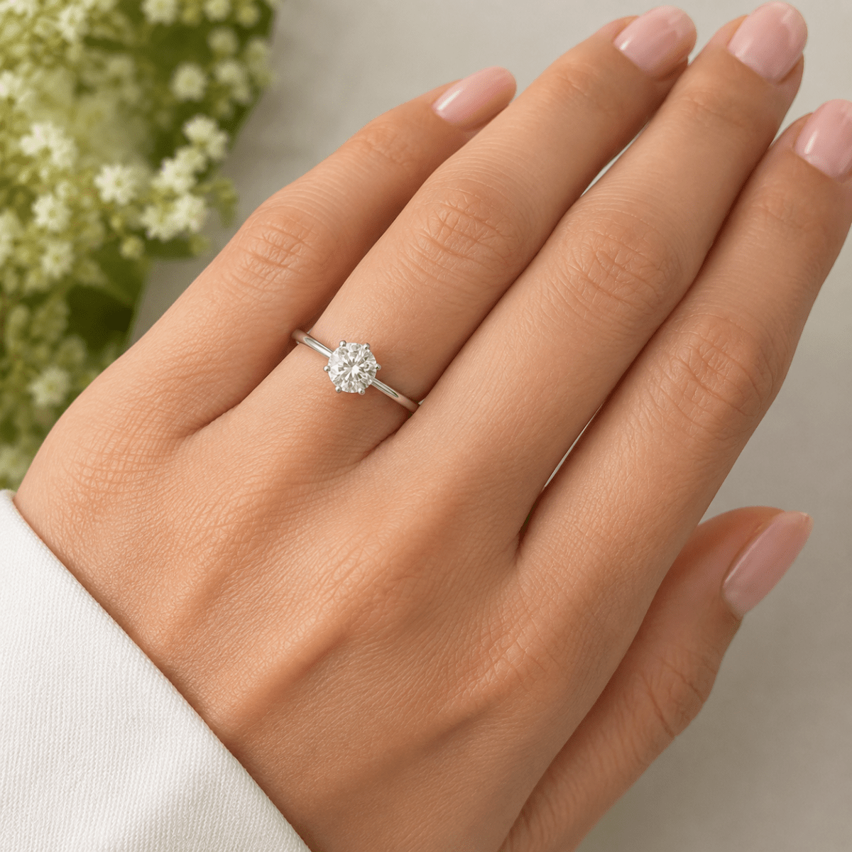 Bague Solitaire en or blanc et diamant - Castafiore