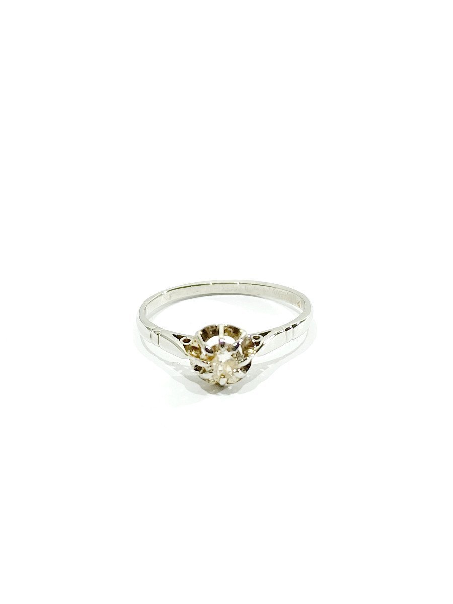 Bague Solitaire en or blanc et diamant - Castafiore