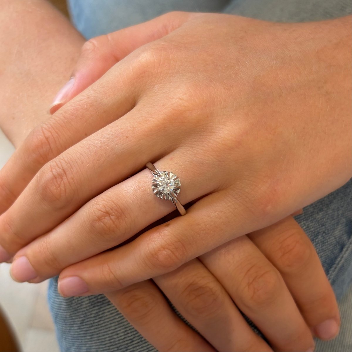 Bague Solitaire en or blanc et diamant - Castafiore