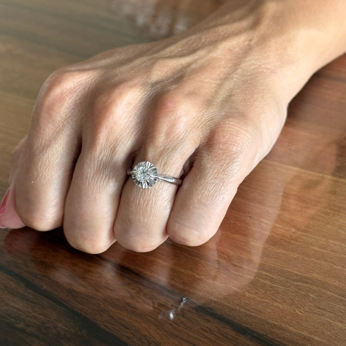 Bague Solitaire en or blanc et diamant - Castafiore