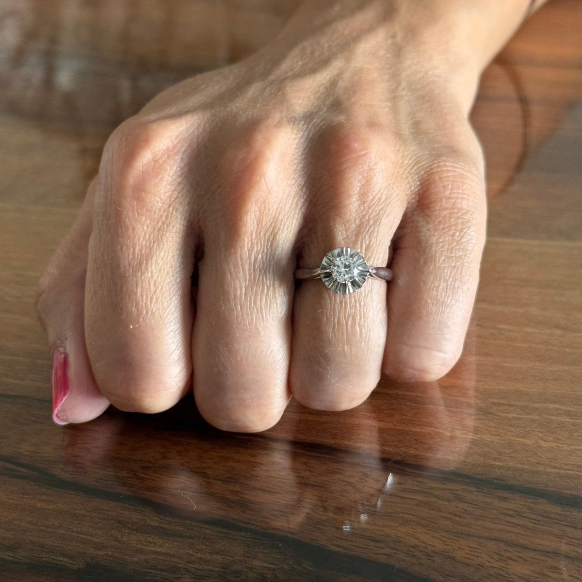 Bague Solitaire en or blanc et diamant - Castafiore