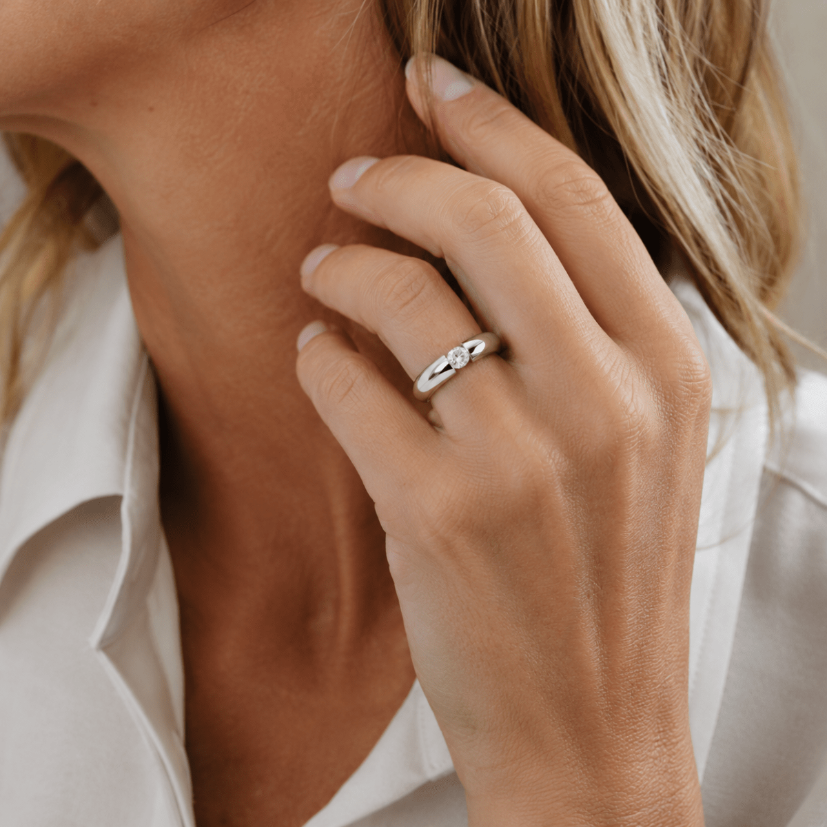 Bague Solitaire en or blanc et diamant - Castafiore