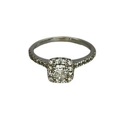 Bague Solitaire en or blanc et diamant coussin - Castafiore