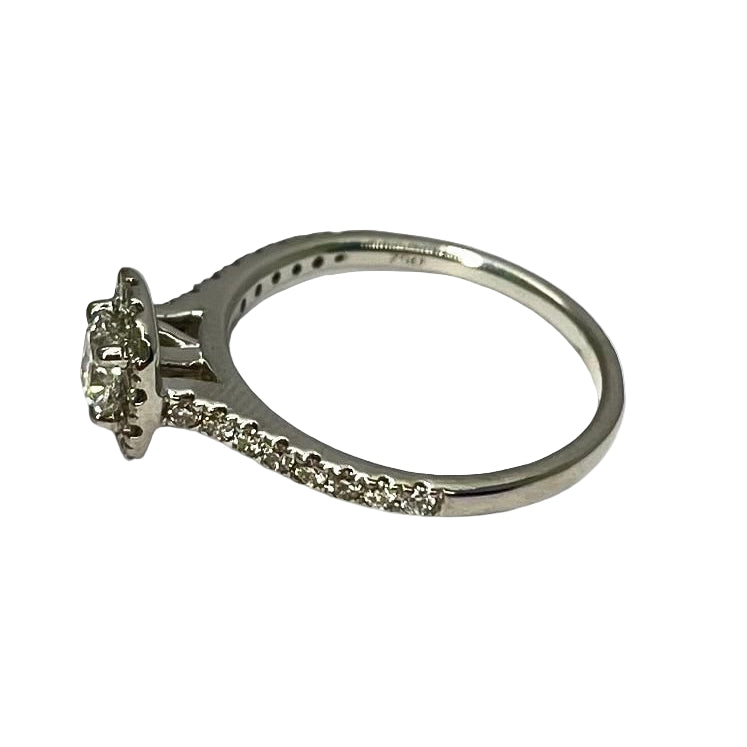 Bague Solitaire en or blanc et diamant coussin - Castafiore