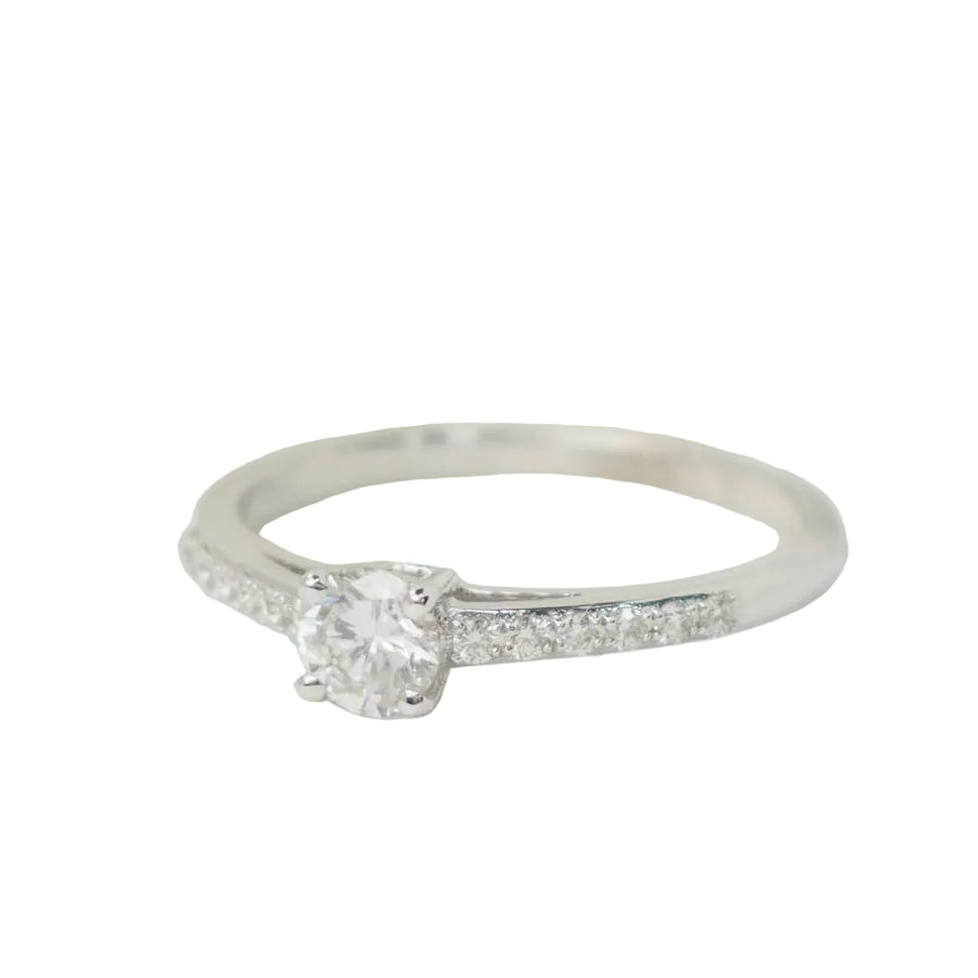 Bague solitaire en or blanc et diamants 0.30 ct - Castafiore