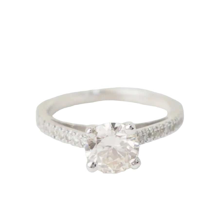 Bague solitaire en or blanc et diamants 1.20ct - Castafiore