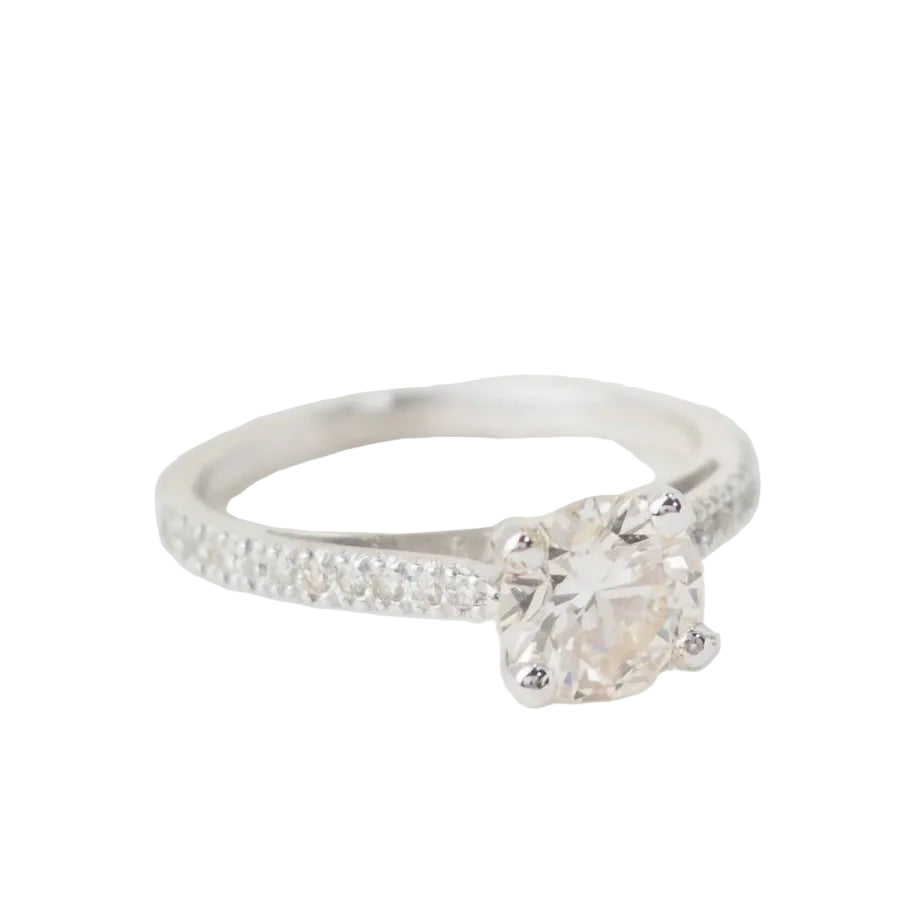 Bague solitaire en or blanc et diamants 1.20ct - Castafiore