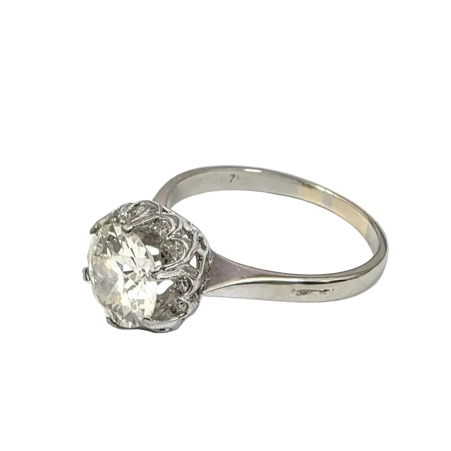 Bague Solitaire en or blanc et diamants - Castafiore