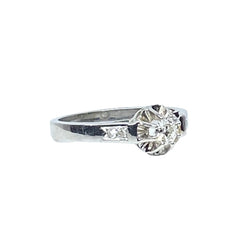 Bague Solitaire en or blanc et diamants - Castafiore