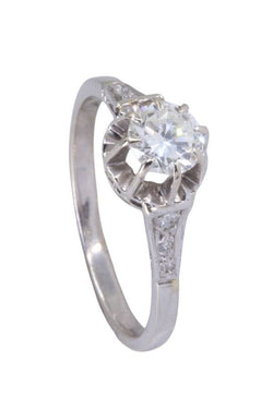 Bague Solitaire en or blanc et diamants - Castafiore