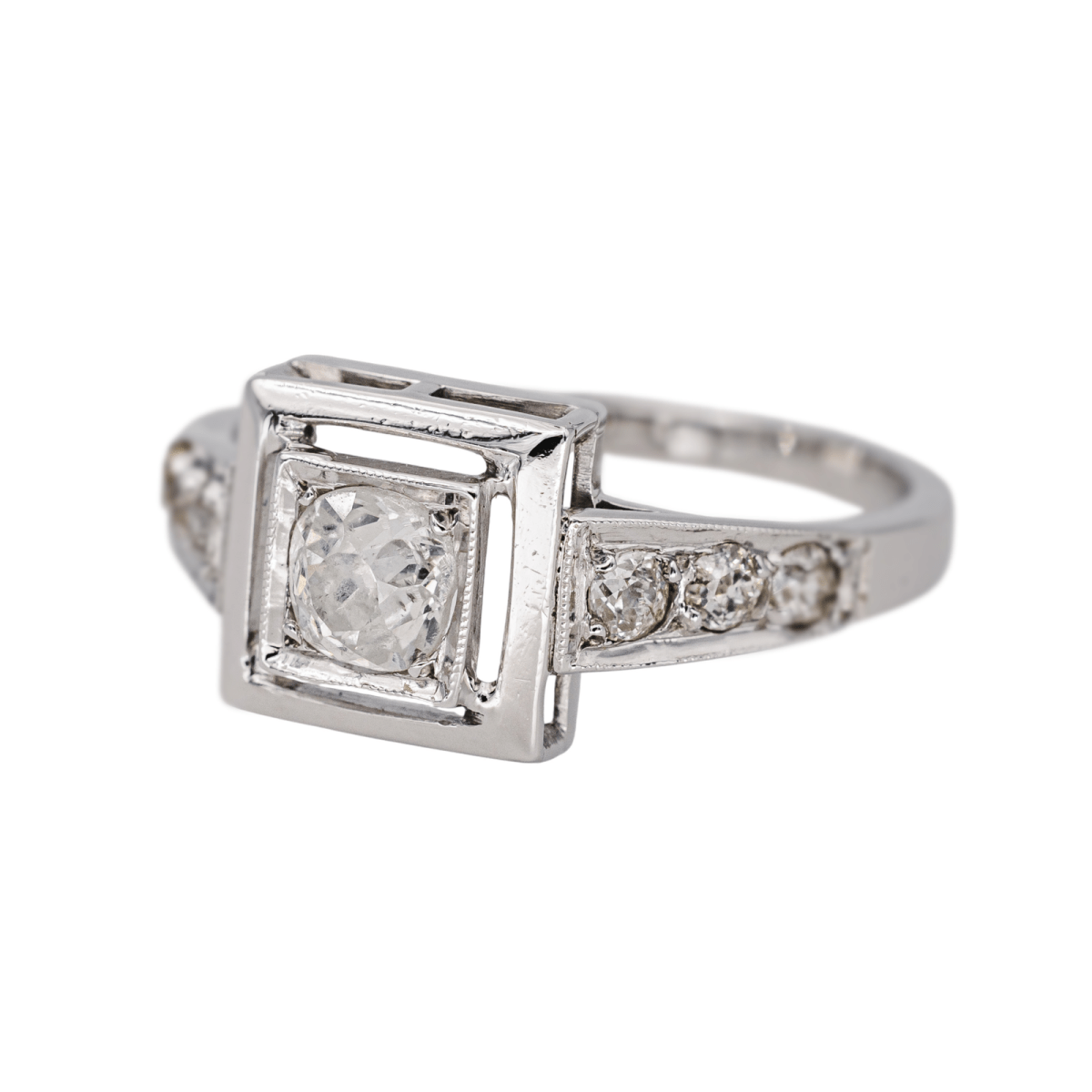 Bague Solitaire en or blanc et diamants - Castafiore