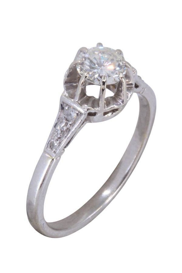 Bague Solitaire en or blanc et diamants - Castafiore