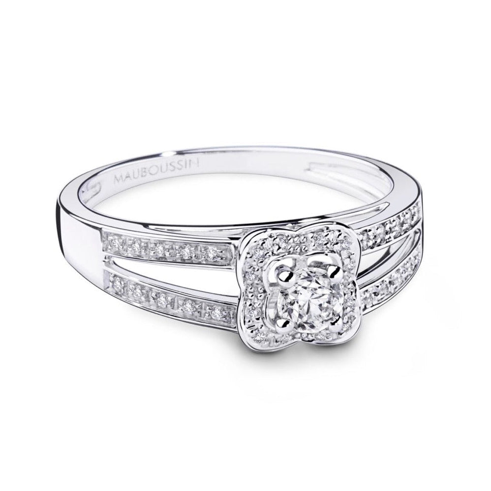 Bague Solitaire MAUBOUSSIN en or blanc et diamants