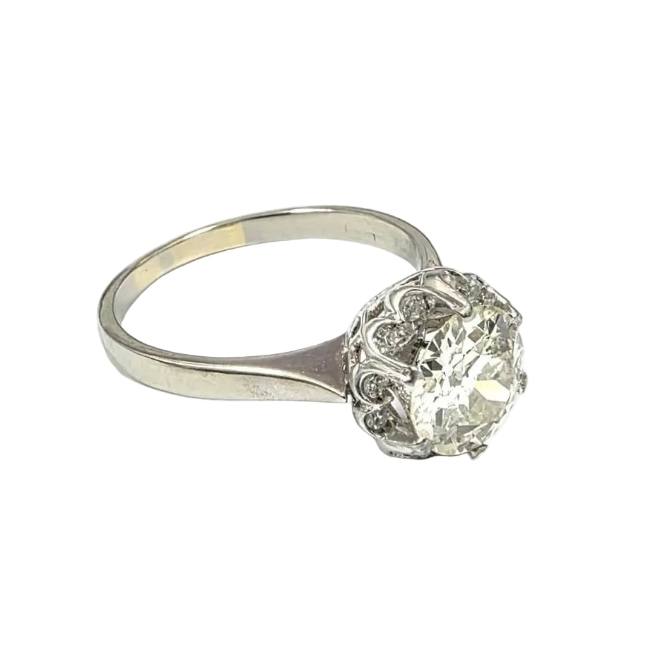 Bague Solitaire en or blanc et diamants - Castafiore