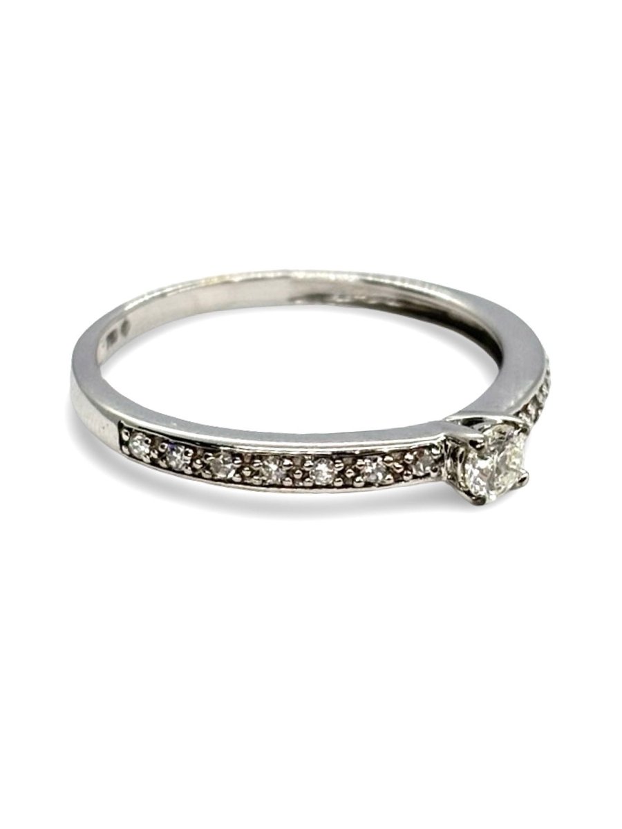 Bague Solitaire en or blanc et diamants - Castafiore