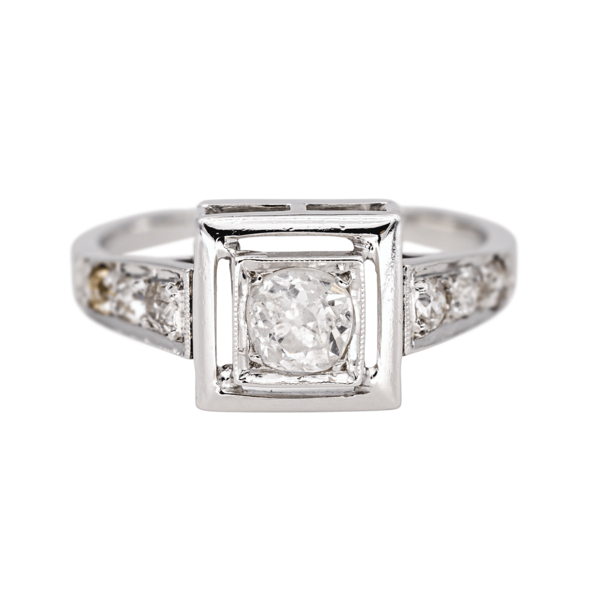Bague Solitaire en or blanc et diamants - Castafiore