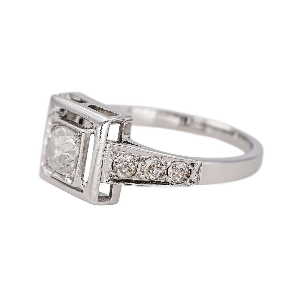 Bague Solitaire en or blanc et diamants - Castafiore
