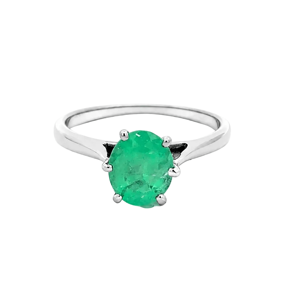 Bague Solitaire en or blanc et émeraude - Castafiore