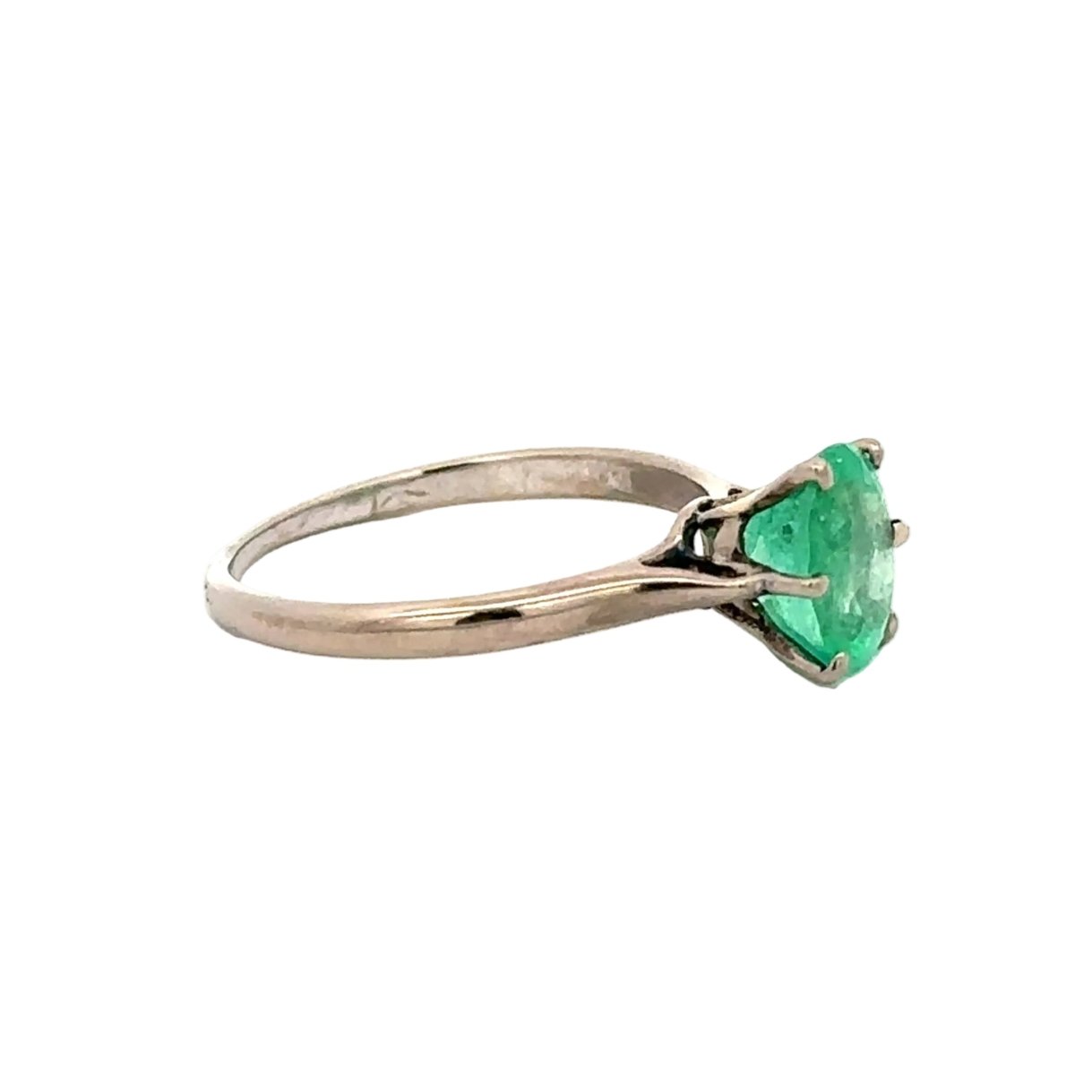 Bague Solitaire en or blanc et émeraude - Castafiore