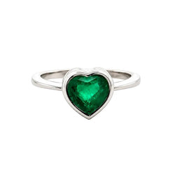 Bague Solitaire en or blanc et émeraude - Castafiore