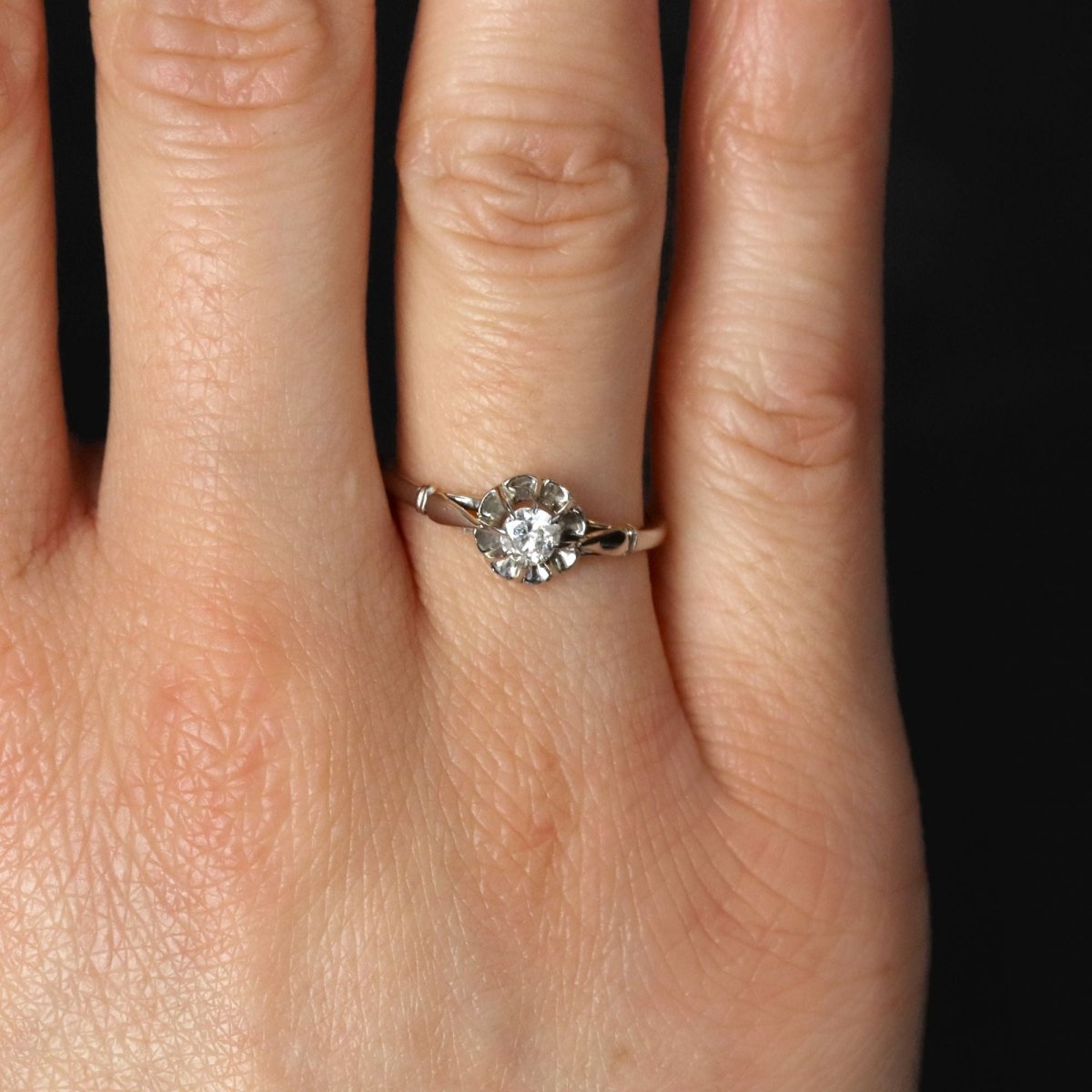 Bague Solitaire en or blanc et or jaune avec diamant - Castafiore