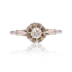 Bague Solitaire en or blanc et or jaune avec diamant - Castafiore