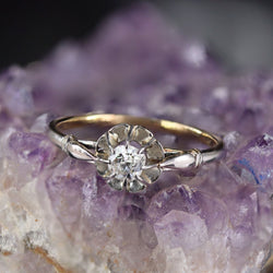 Bague Solitaire en or blanc et or jaune avec diamant - Castafiore