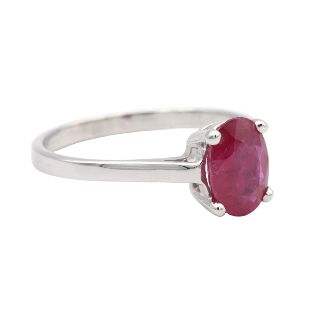 Bague Solitaire en or blanc et rubis - Castafiore