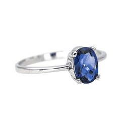 Bague Solitaire en or blanc et saphir - Castafiore