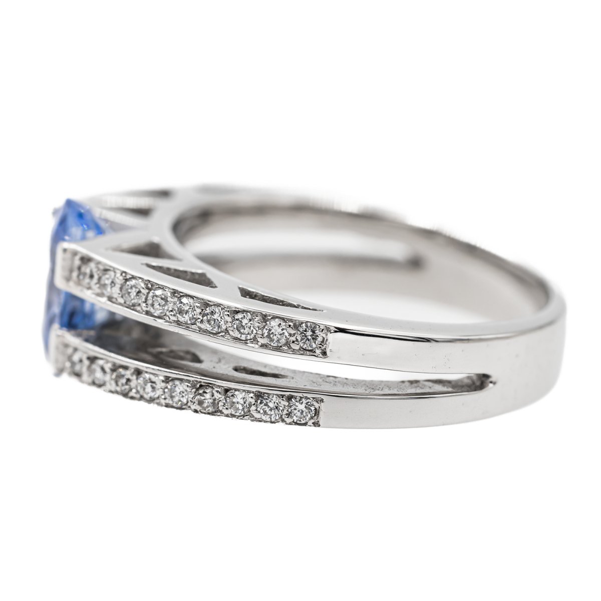 Bague Solitaire en Or blanc et Saphir - Castafiore