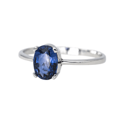 Bague Solitaire en or blanc et saphir - Castafiore