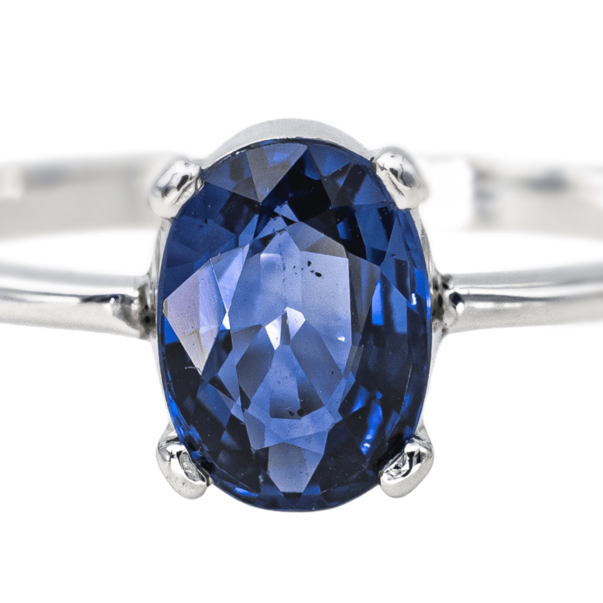 Bague Solitaire en or blanc et saphir - Castafiore