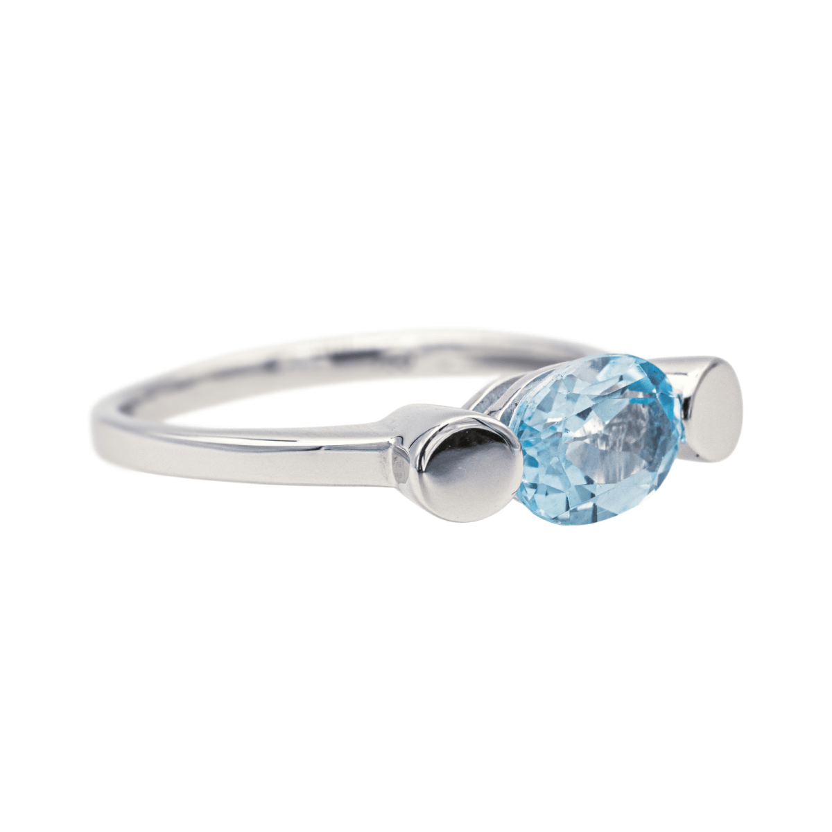 Bague Solitaire en or blanc et topaze - Castafiore