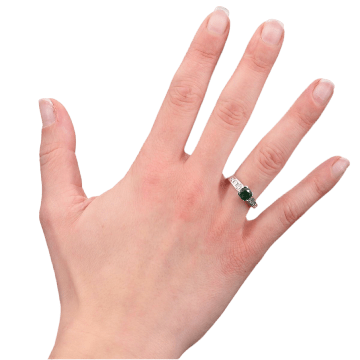 Bague Solitaire en or blanc, grenat et diamants - Castafiore