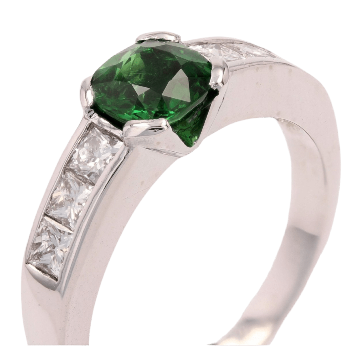 Bague Solitaire en or blanc, grenat et diamants - Castafiore