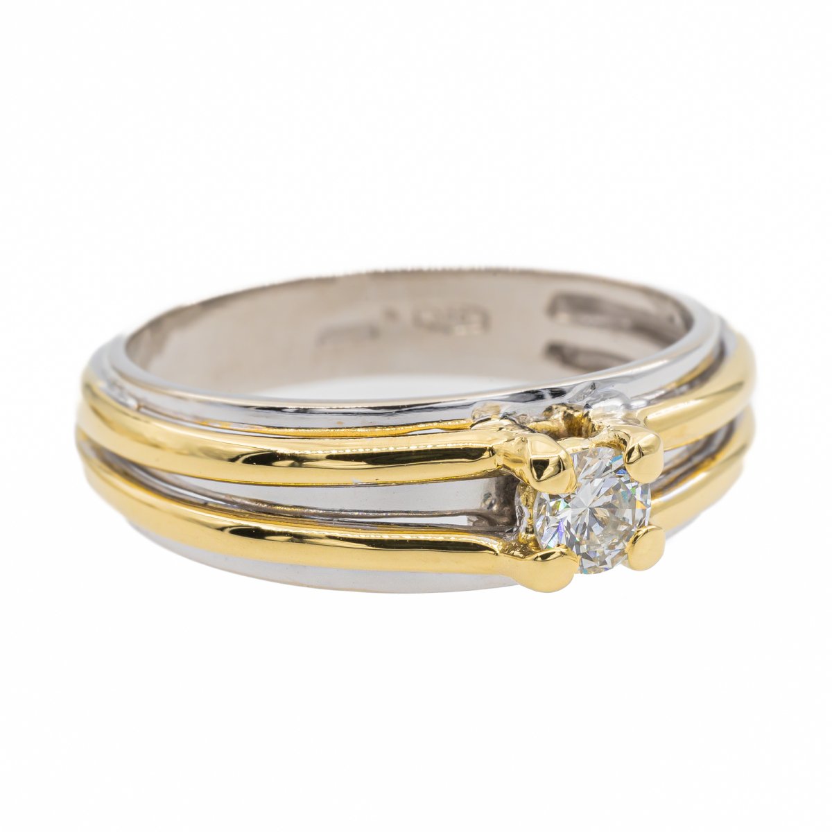 Bague Solitaire en or blanc, or jaune et diamant - Castafiore