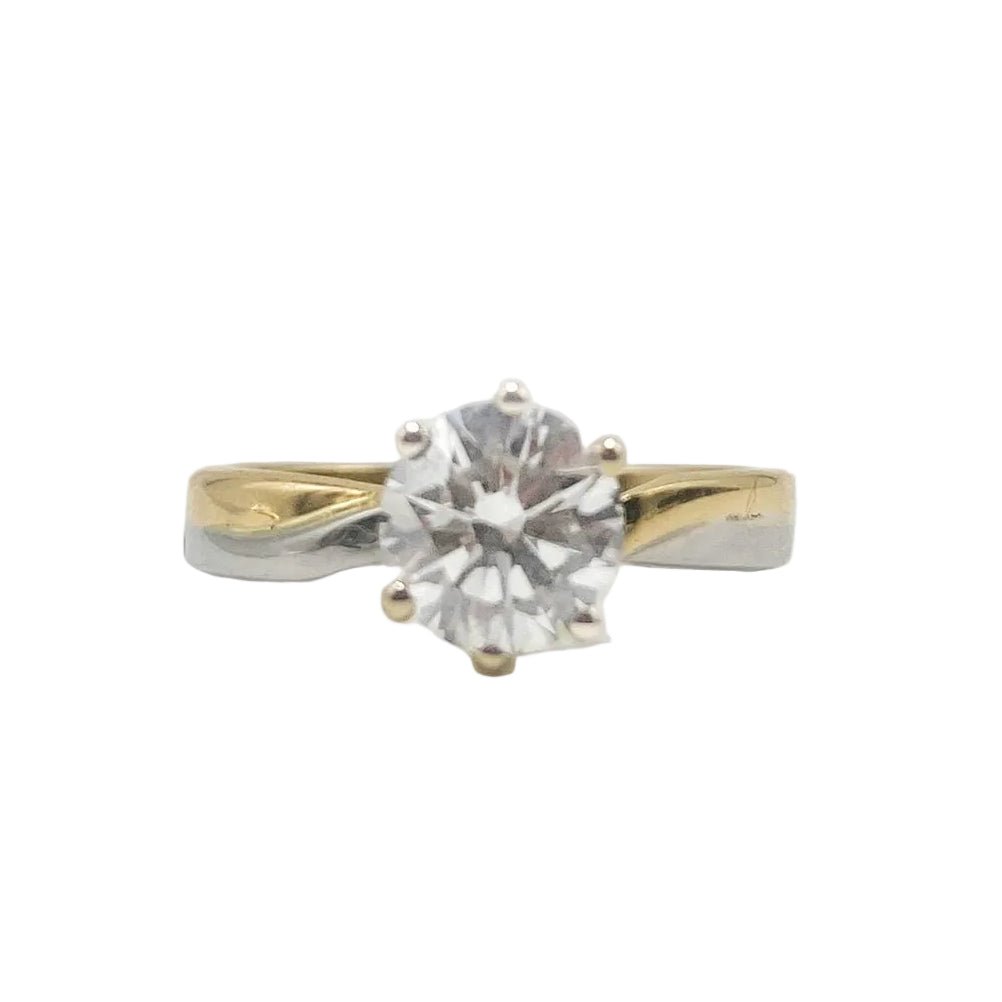 Bague Solitaire en or blanc, or jaune et diamant - Castafiore