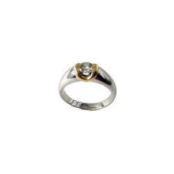 Bague Solitaire en or blanc, or jaune et diamant - Castafiore