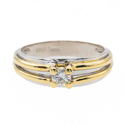 Bague Solitaire en or blanc, or jaune et diamant - Castafiore