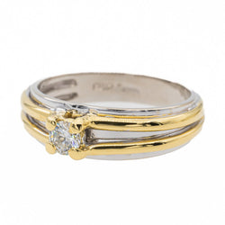 Bague Solitaire en or blanc, or jaune et diamant - Castafiore